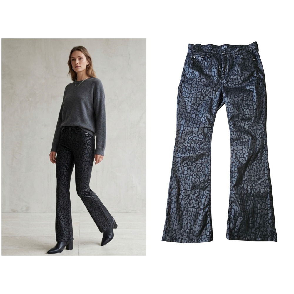 MAC Jeans Bootcut Pants Women‎ 36/30 Grey Leopard Print Excellent Coated